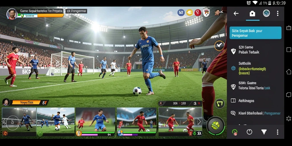 Screenshot gameplay <strong>5ZK</strong> menampilkan aksi seru di lapangan sepak bola.
