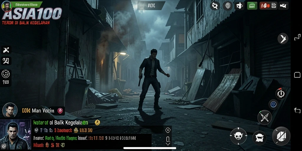 Screenshot utama ASIA100 menampilkan momen mencekam dari gameplay yang penuh ketegangan.