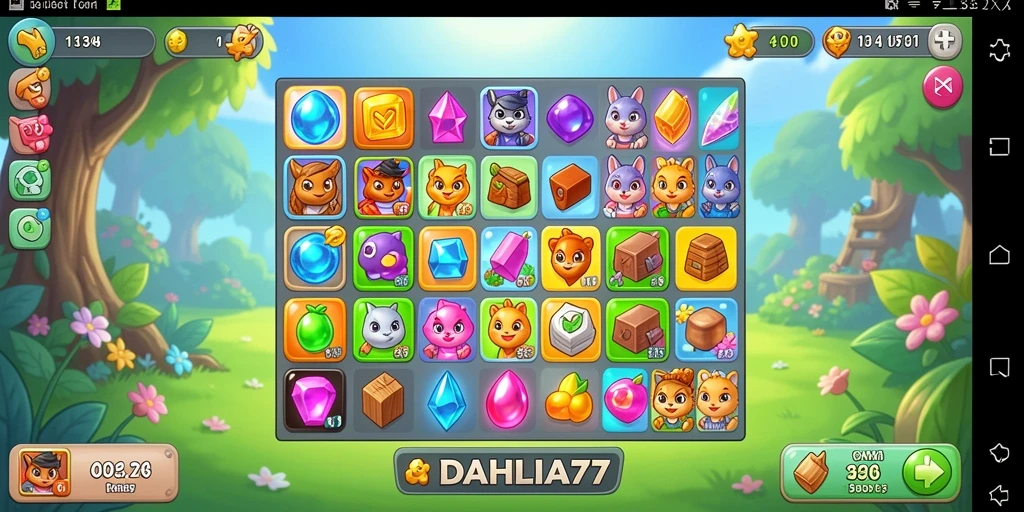 Tampilan menarik dari gameplay <strong>DAHLIA77</strong> dengan elemen Match-3 yang seru.