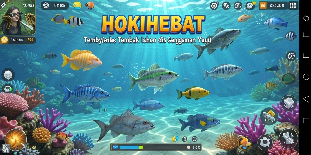 Gameplay seru HOKIHEBAT dengan aksi tembak ikan yang menegangkan.