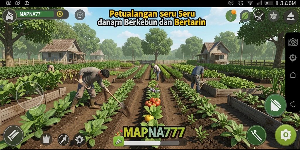 Tangkapan layar gameplay <strong>MAPNA777</strong> yang menampilkan aktivitas bertani yang menyenangkan.