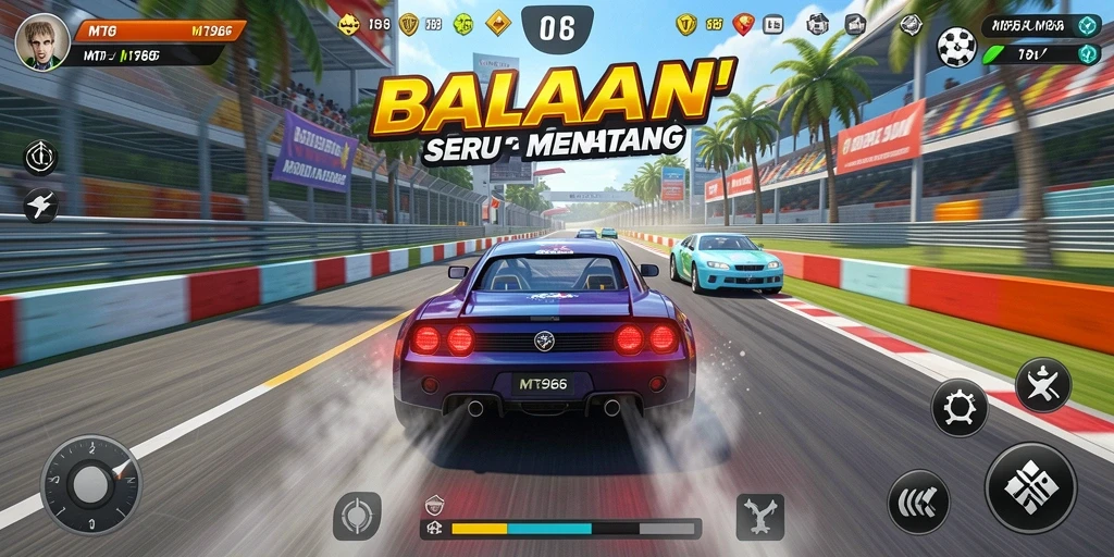 Tampilan gameplay balapan seru di MT966 dengan grafis menawan.