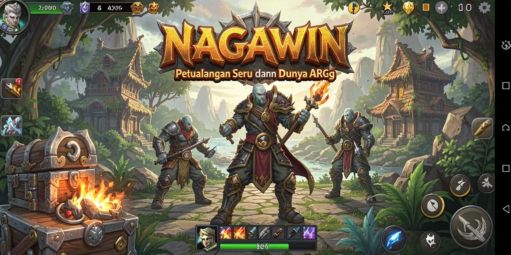 Tampilan aksi seru dalam gameplay NAGAWIN.